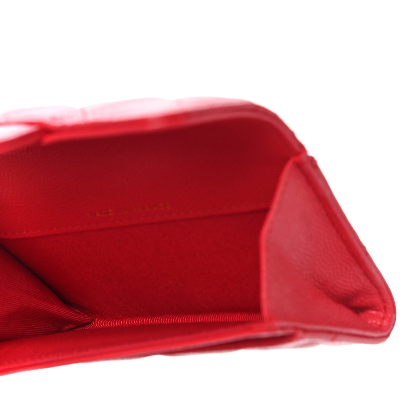 Caviar Quilted Flap Card Holder Wallet Red