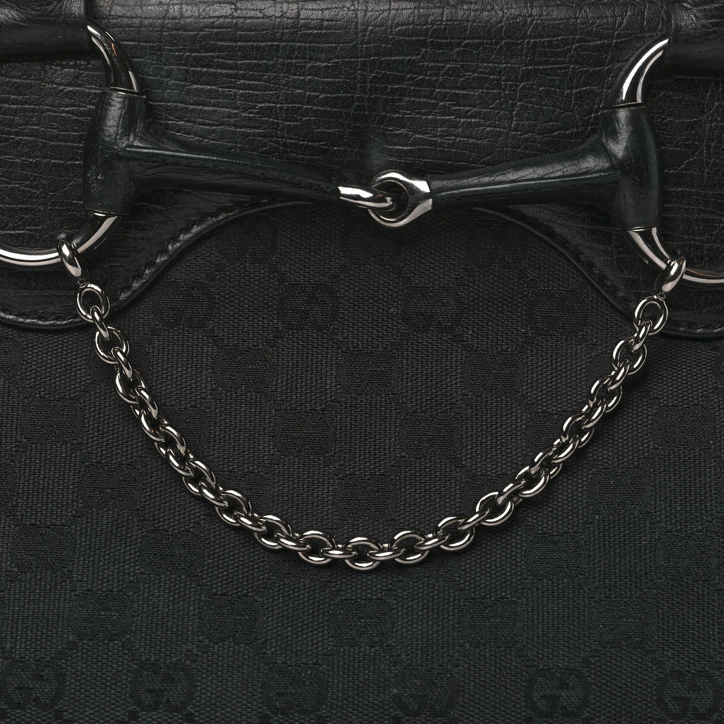 Monogram Horsebit Chain Flap Shoulder Bag Black