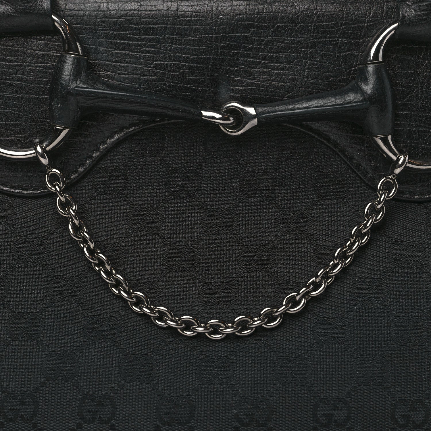Gucci Monogram Horsebit Chain Flap Shoulder Bag Black 8 of 12