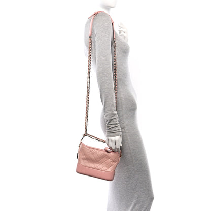 Chanel Aged Calfskin Chevron Quilted Small Gabrielle Hobo Pink 2 of 10