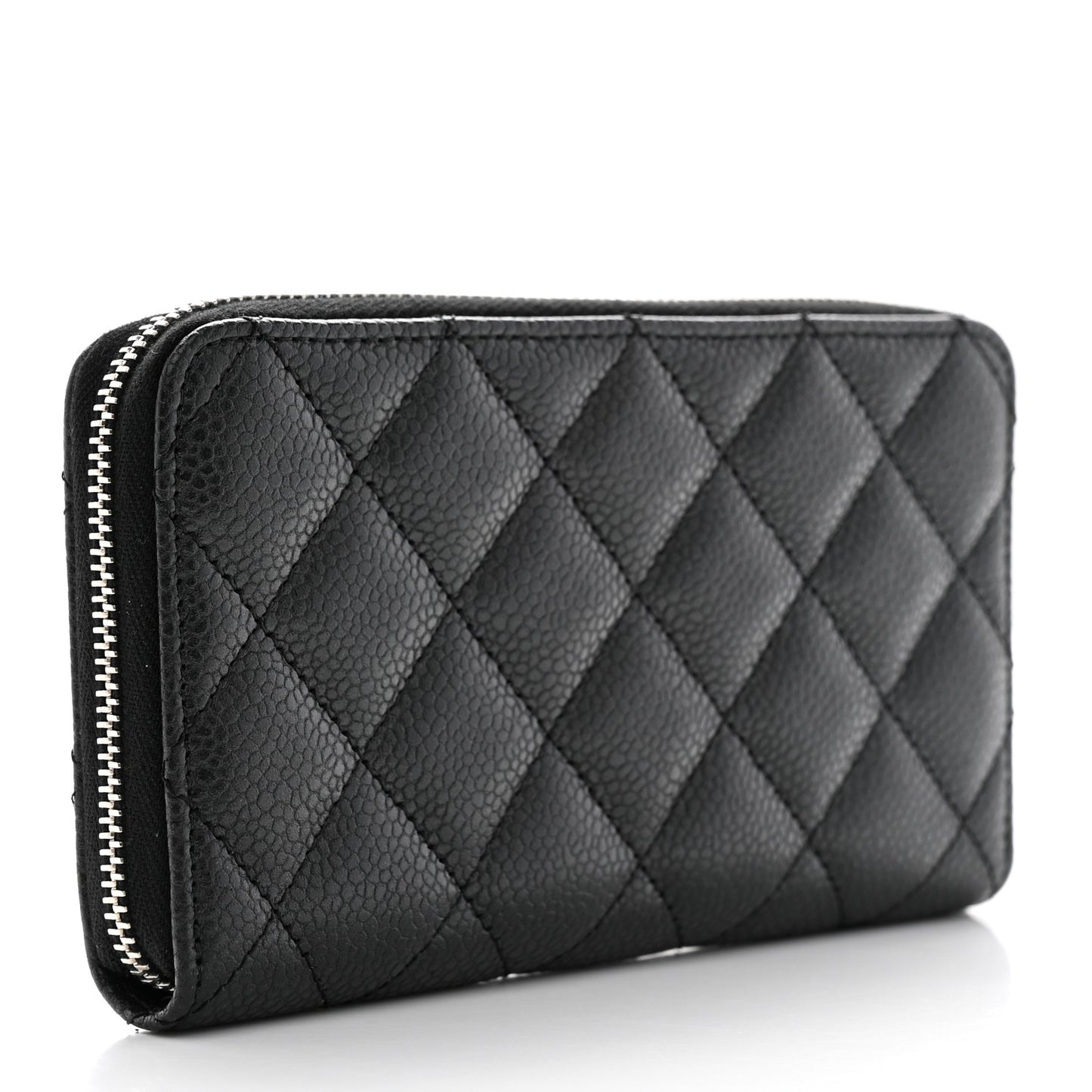 Caviar Quilted Medium Zip Around Wallet Black