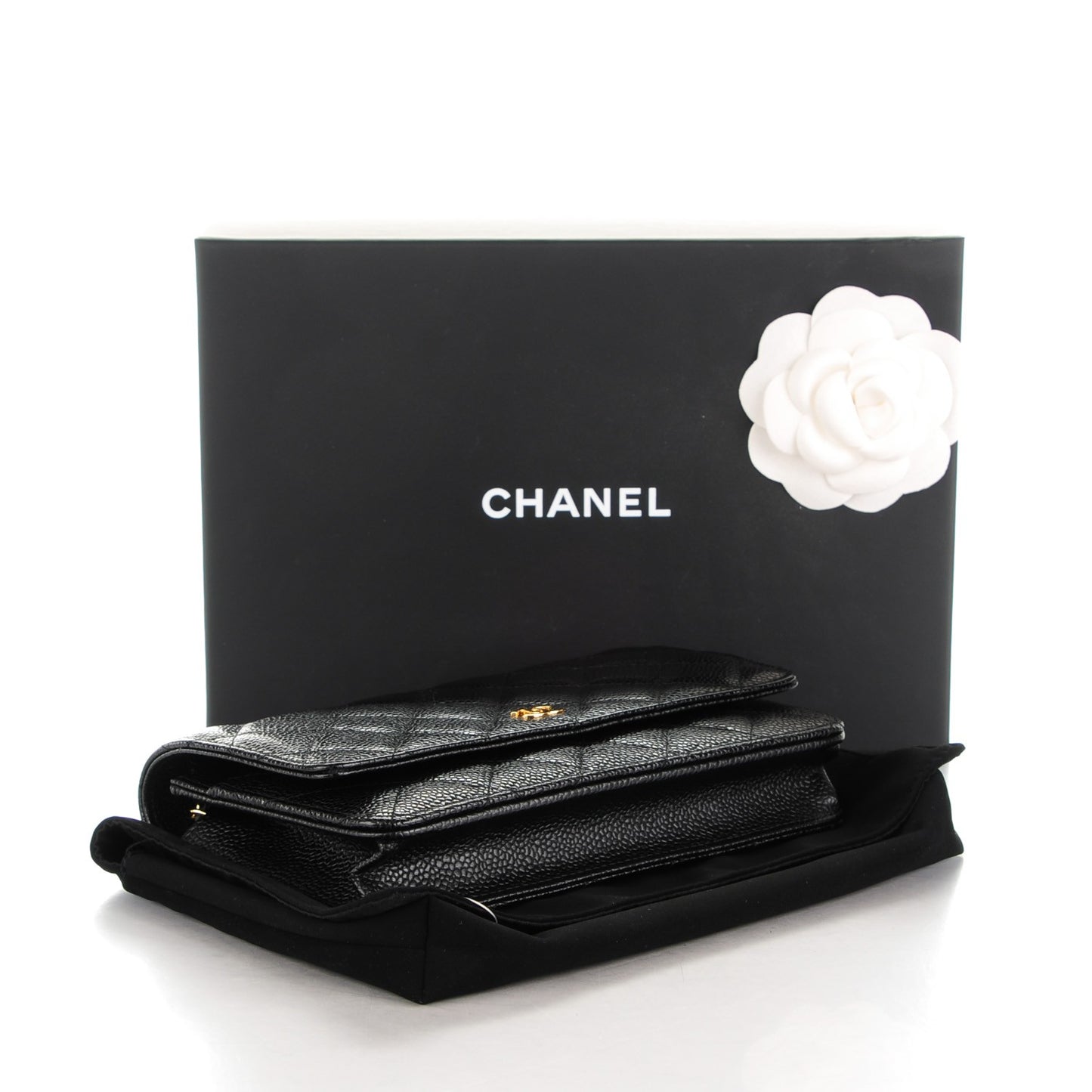 Caviar Quilted Wallet On Chain WOC Black