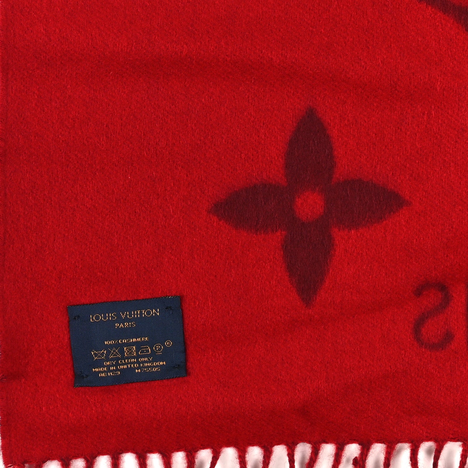 Louis Vuitton Cashmere Monogram Reykjavik Scarf Cherry 3 of 3