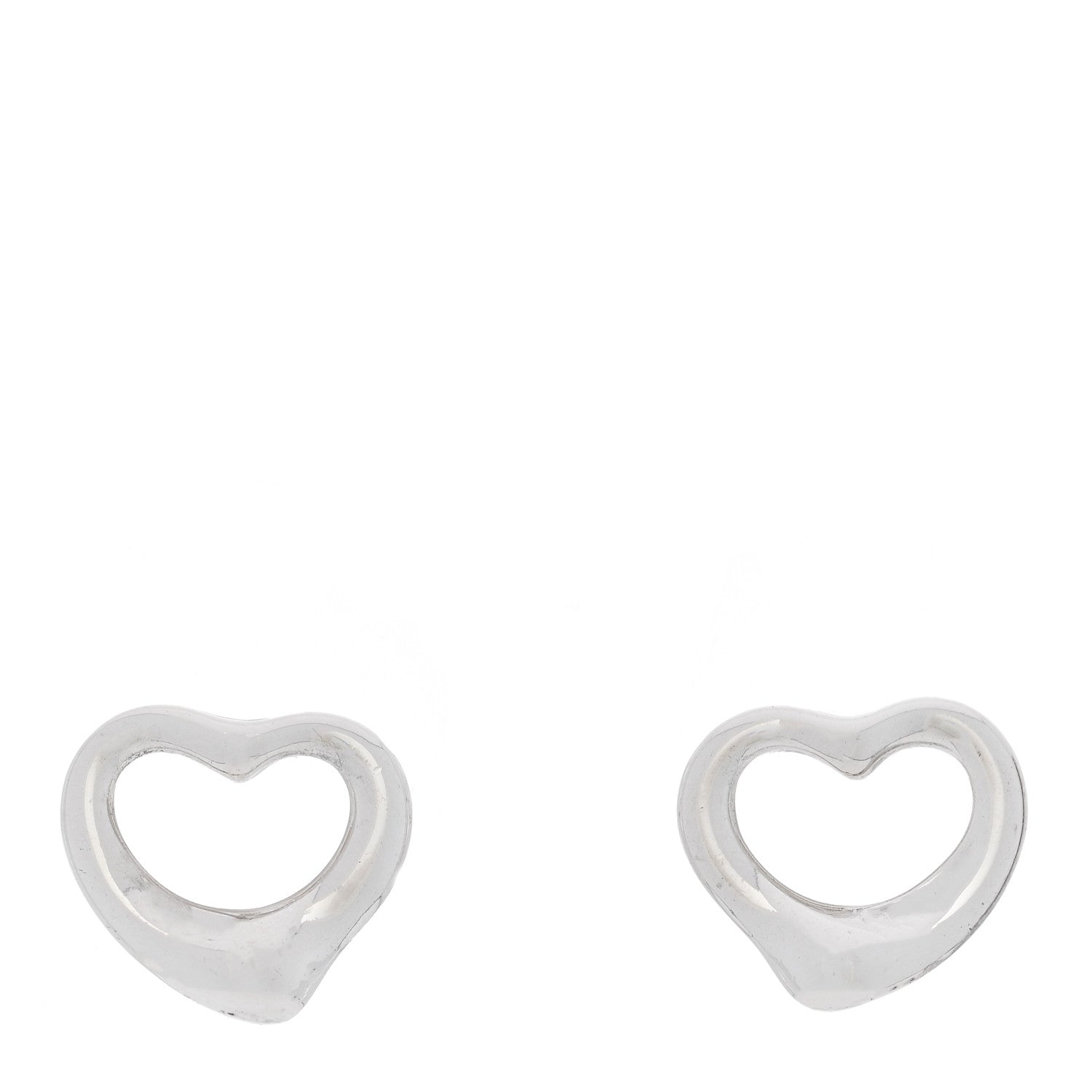 Tiffany Sterling Silver Elsa Peretti 11mm Open Heart Earrings 1 of 4