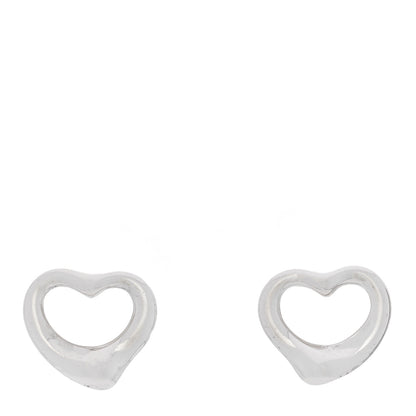 Tiffany Sterling Silver Elsa Peretti 11mm Open Heart Earrings 1 of 4