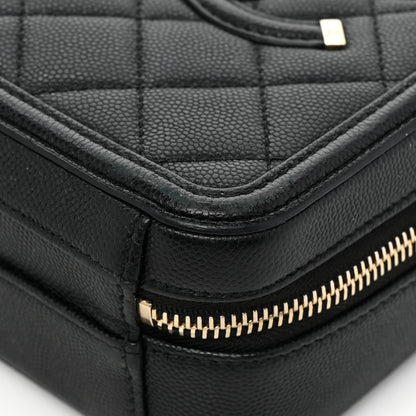Chanel Caviar Quilted CC North South Filigree Vanity Case Black 15 of 22