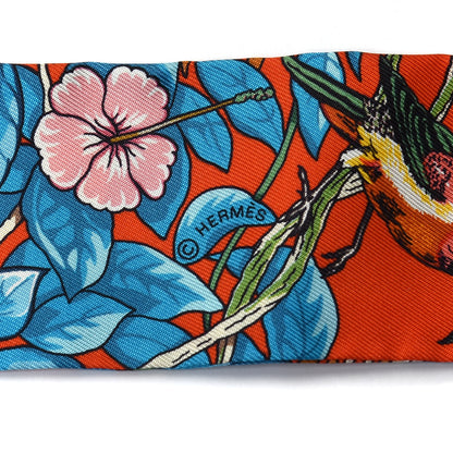 Hermes Silk Jungle Love Love Twilly Orange Bleu Brun 3 of 4
