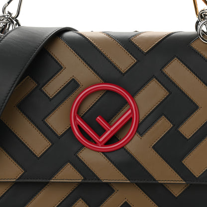 Fendi Vitello Century F is Fendi FF Diagonal Inlay Kan I Shoulder Bag Fango Black Fragola 8 of 11