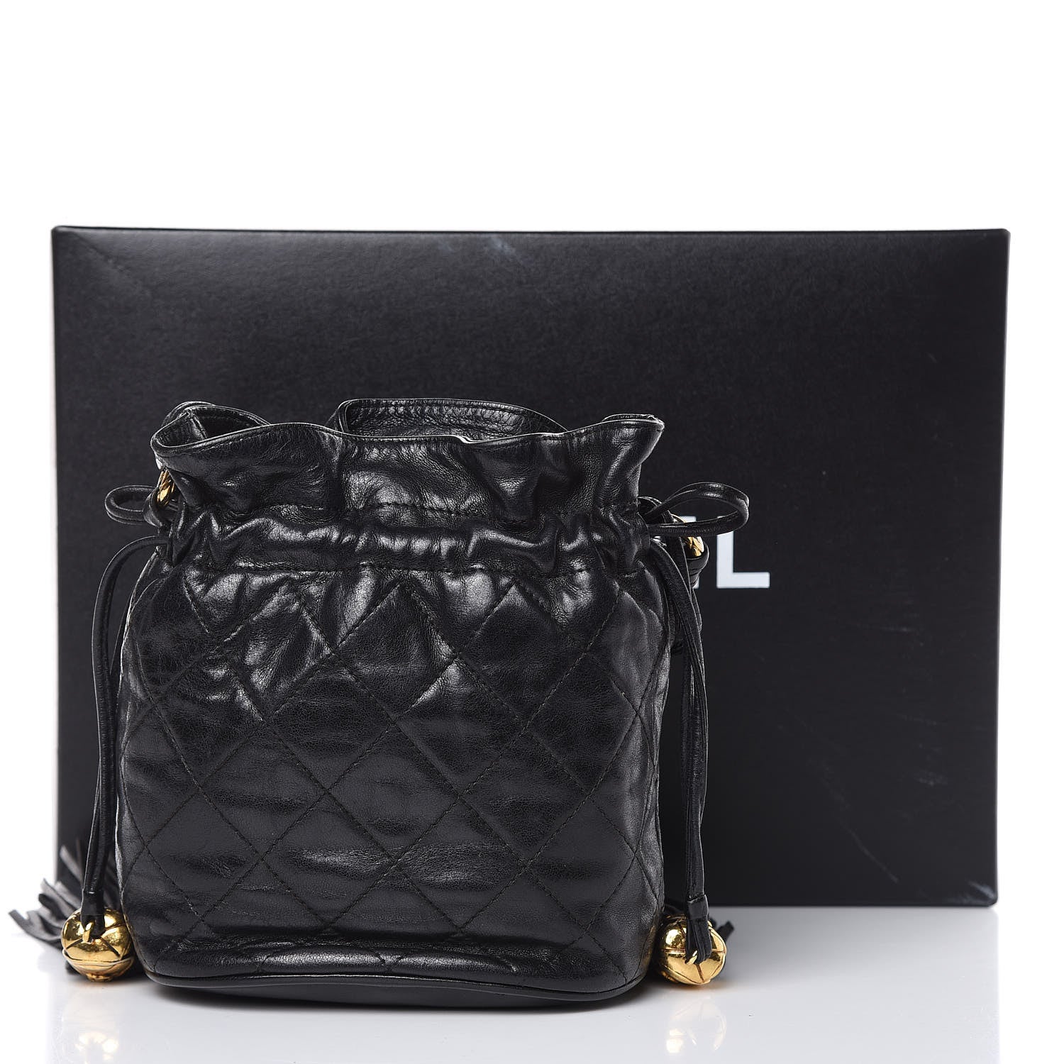 Chanel Lambskin Tassel Drawstring Pouch Bag Black 14 of 14