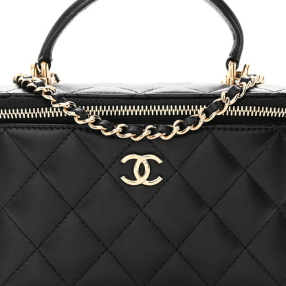 Chanel Lambskin Quilted Small Top Handle Vanity Case With Chain Black 8 of 11