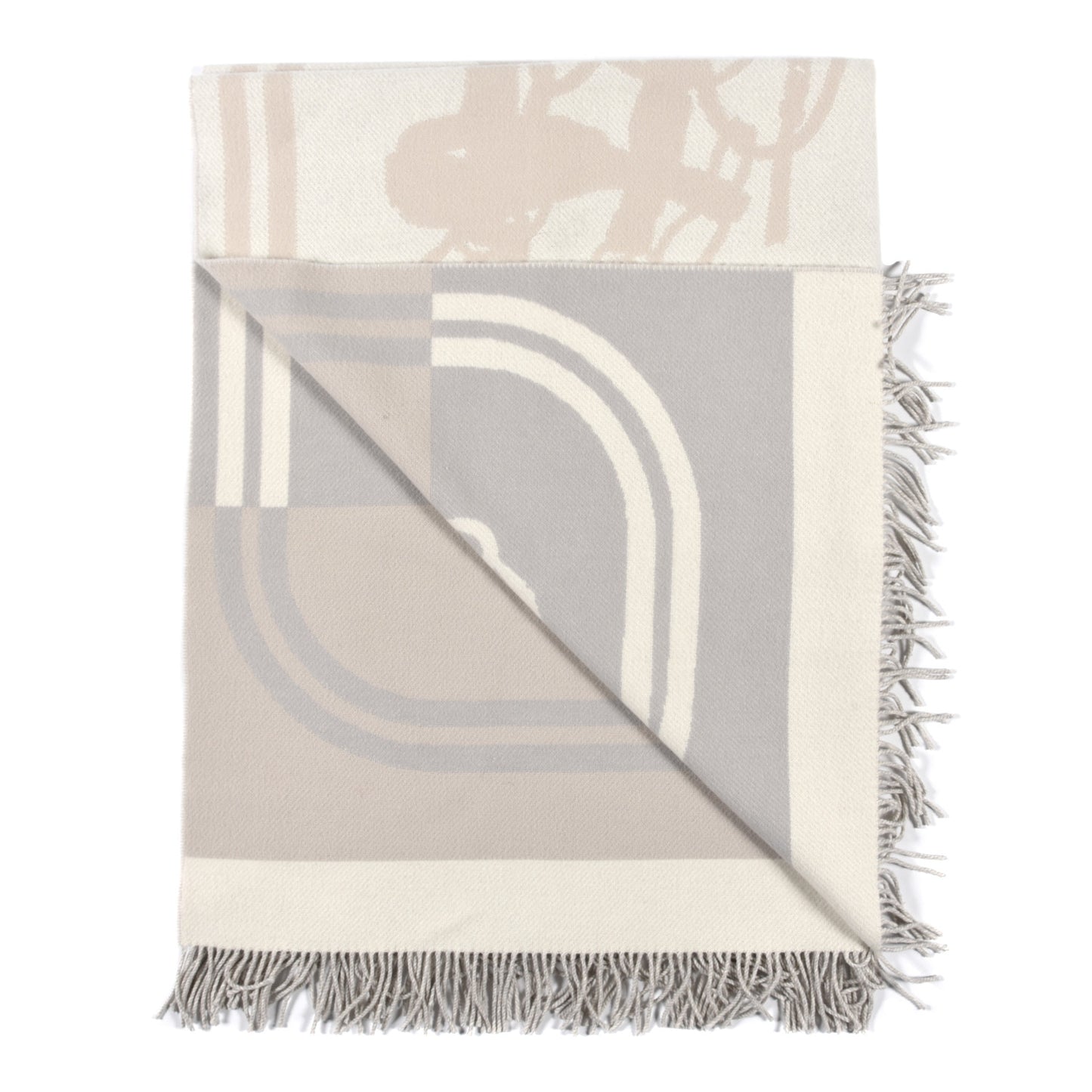 Cashmere Wool Brides De Gala Plaid Blanket Gris Perle