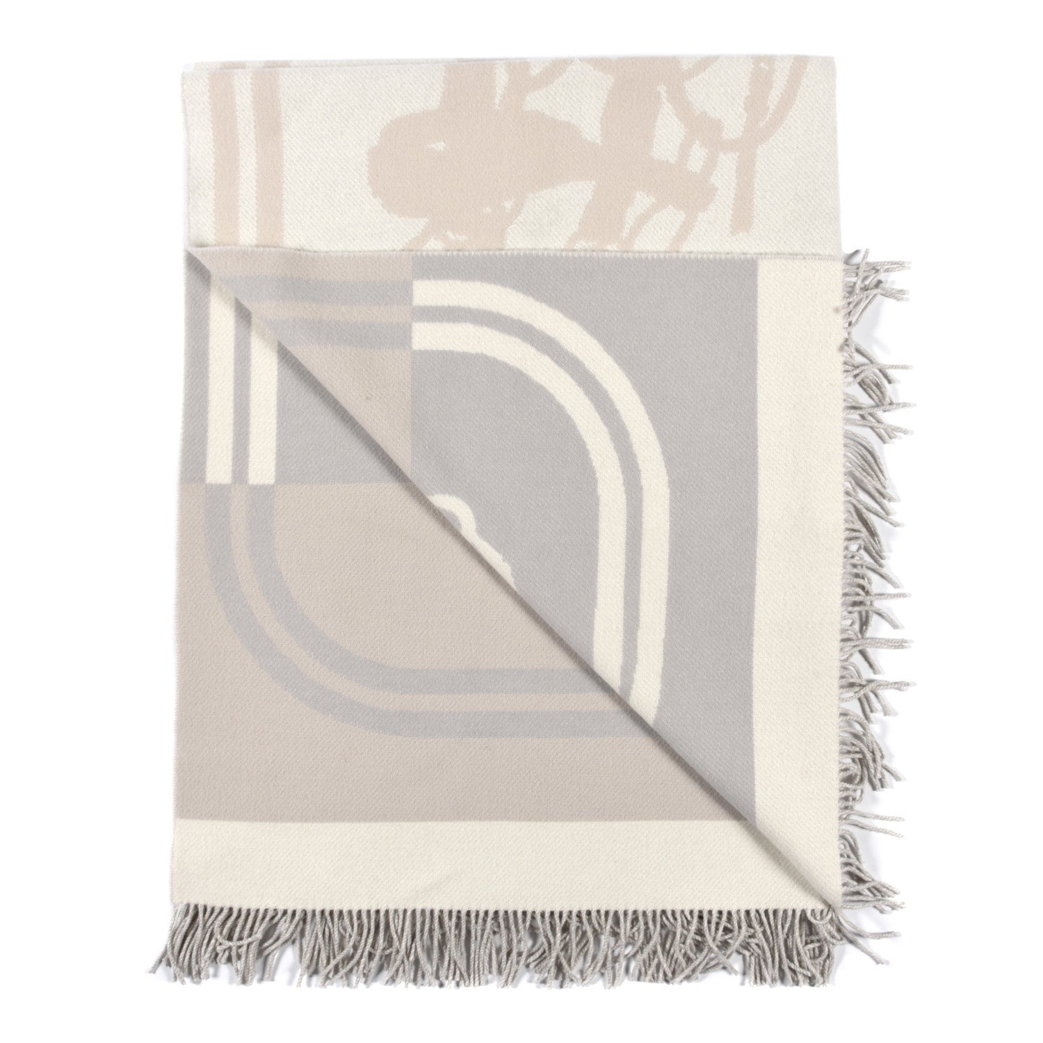 Hermes Cashmere Wool Brides De Gala Plaid Blanket Gris Perle 2 of 3