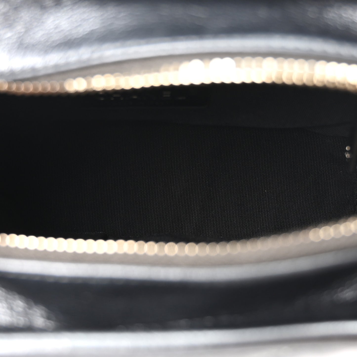 Metallic Aged Calfskin Chevron Quilted Small Gabrielle Hobo Dark Grey