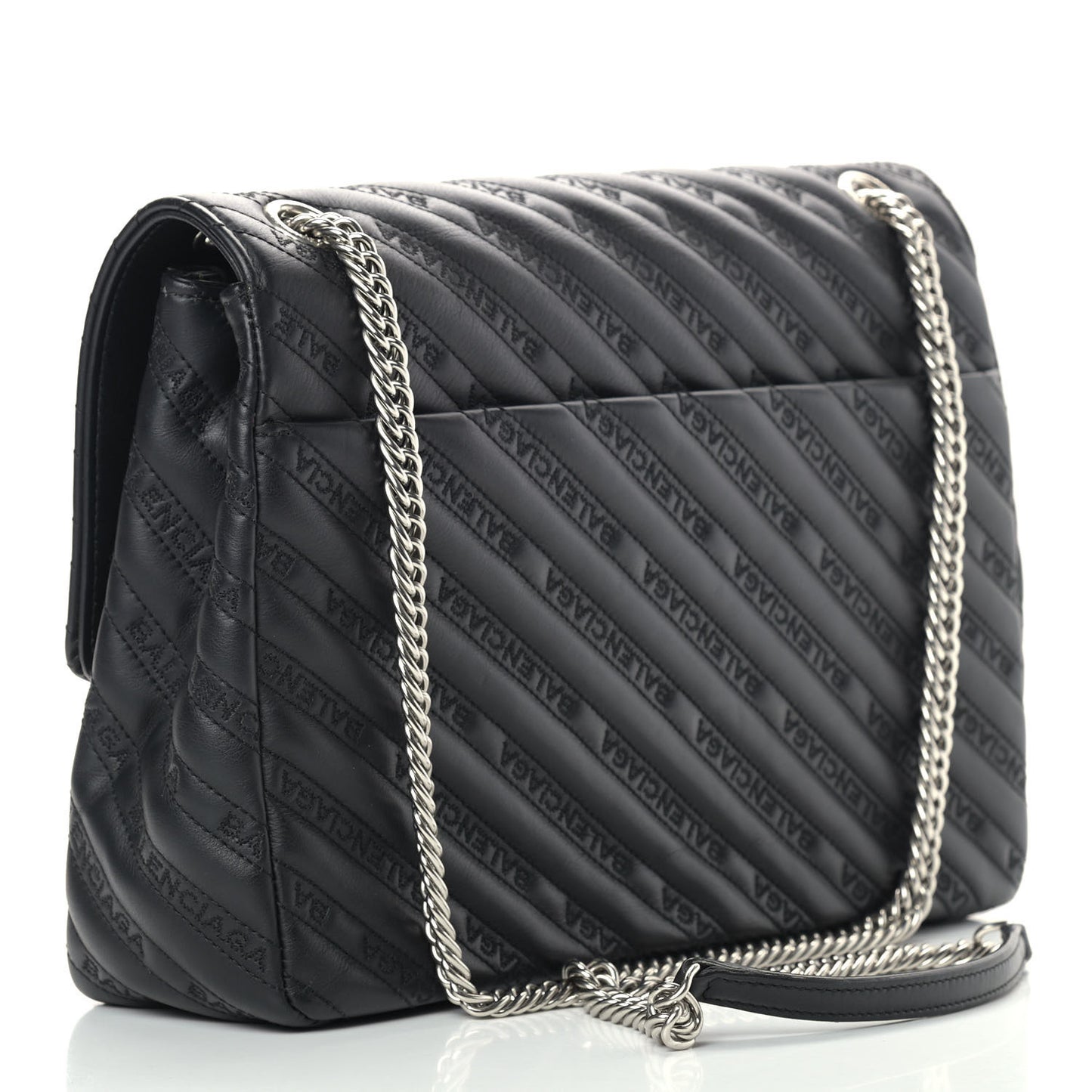 Calfskin Logo Matelasse Large BB Flap Chain Shoulder Bag Black