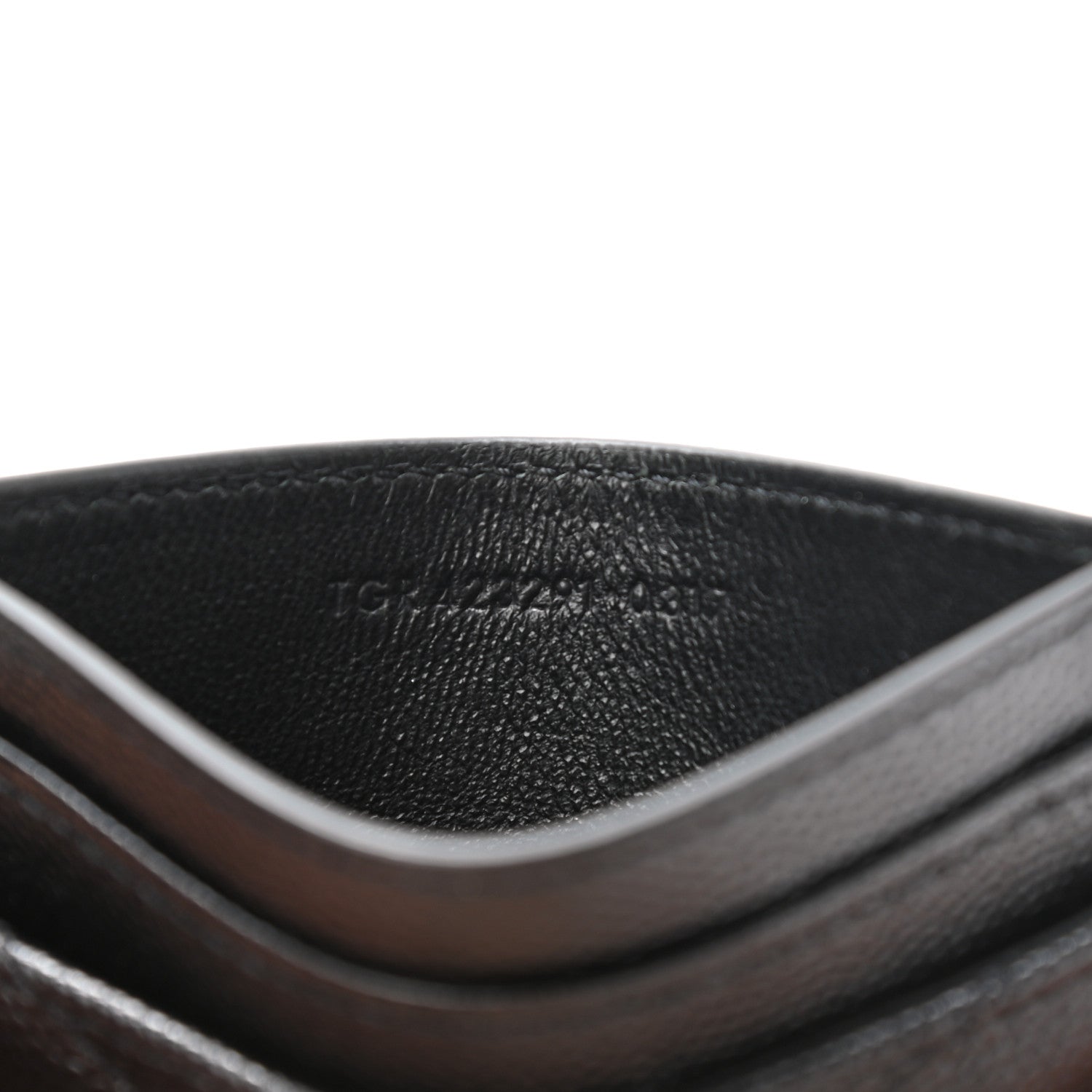 Saint Laurent Grain De Poudre Matelasse Chevron Monogram Credit Card Case Black 7 of 8