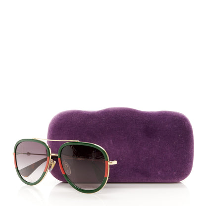 Gucci Web Aviator Sunglasses GG0062S Green Red 8 of 8