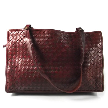 Bottega Veneta Vintage Woven Leather Shoulder Bag Dark Red 1 of 7