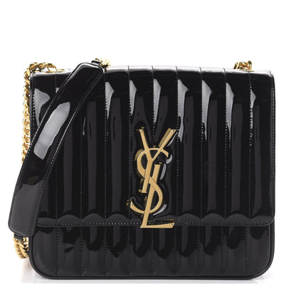 Saint Laurent Patent Matelasse Monogram Large Vicky Chain Bag Black 1 of 10