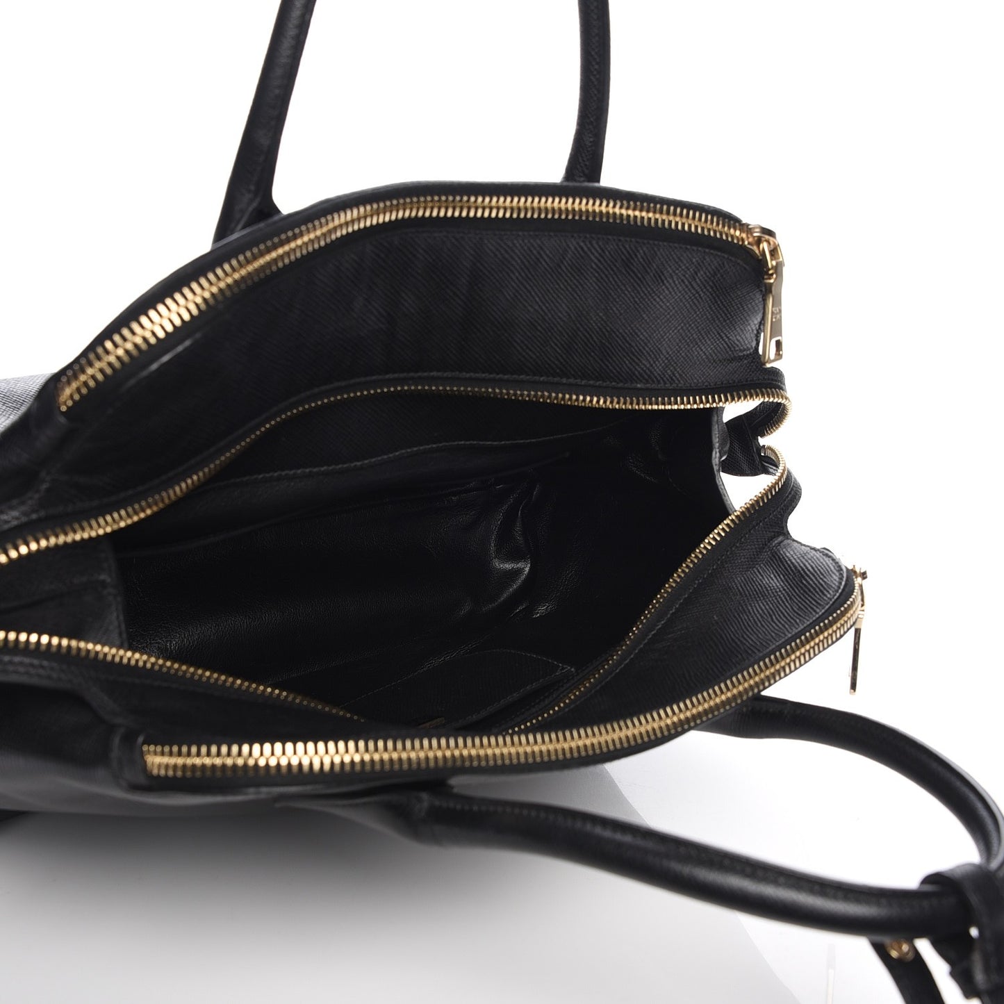 Saffiano Cuir Top Handle Dome Tote Black