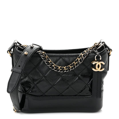 Chanel Patent Goatskin Quilted Small Gabrielle Hobo Black 1 of 9