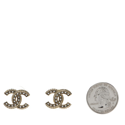 Chanel Crystal Timeless CC Earrings Light Gold 2 of 6