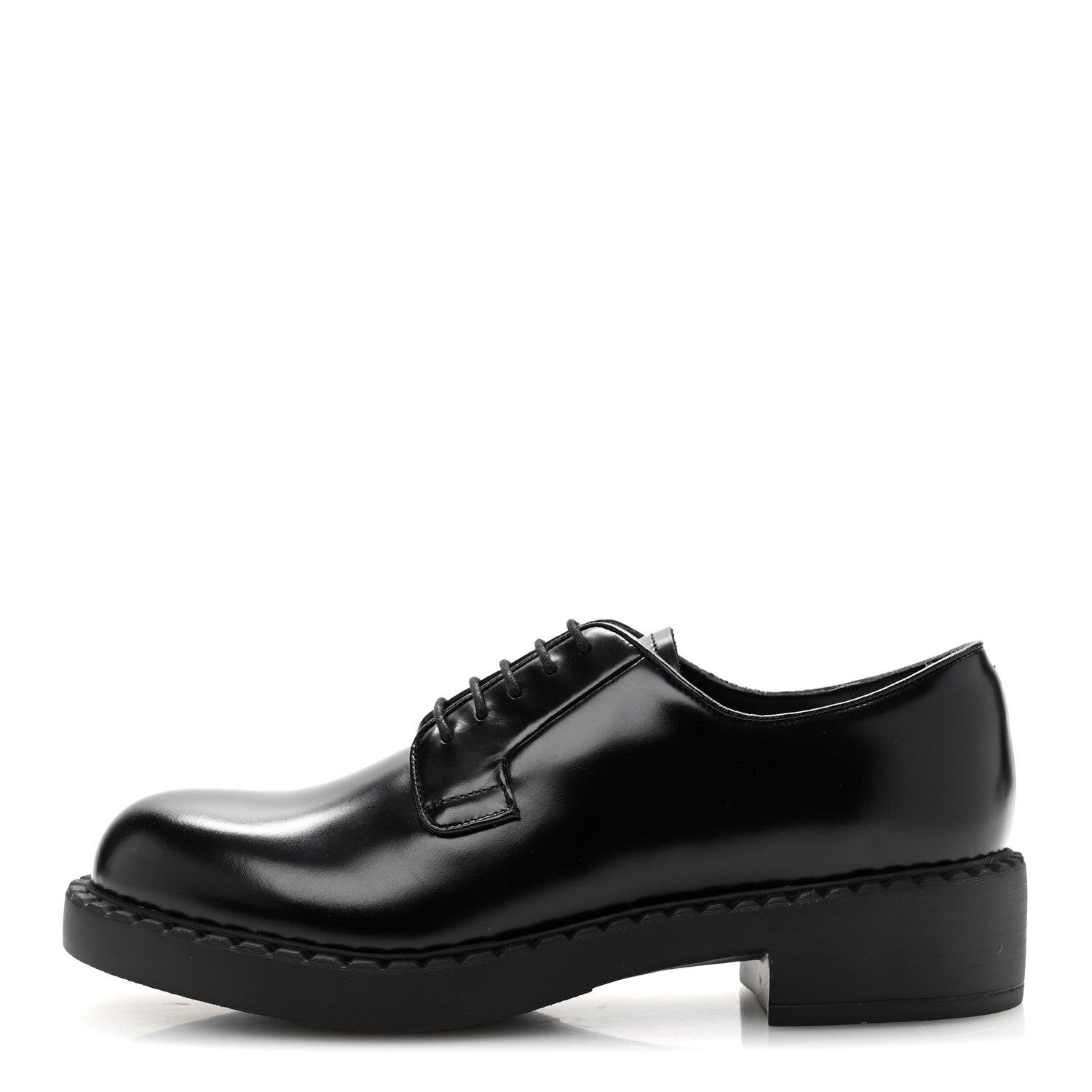 Prada Spazzolato Lace Up 50mm Loafers 38 Black 1 of 10