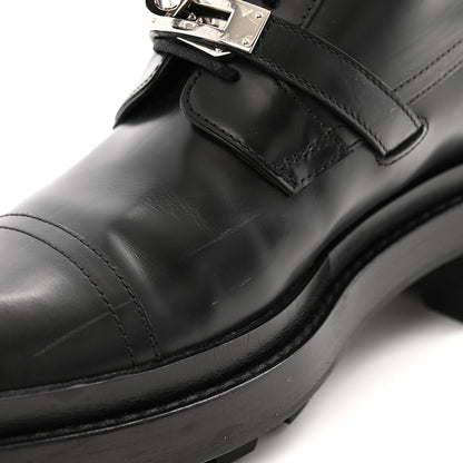 Hermes Glossed Calfskin Funk Ankle Boots 37 Black 12 of 14
