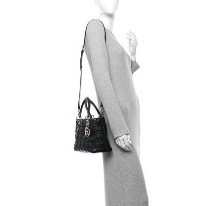 Christian Dior Lambskin Cannage Medium Lady Dior Black 2 of 13