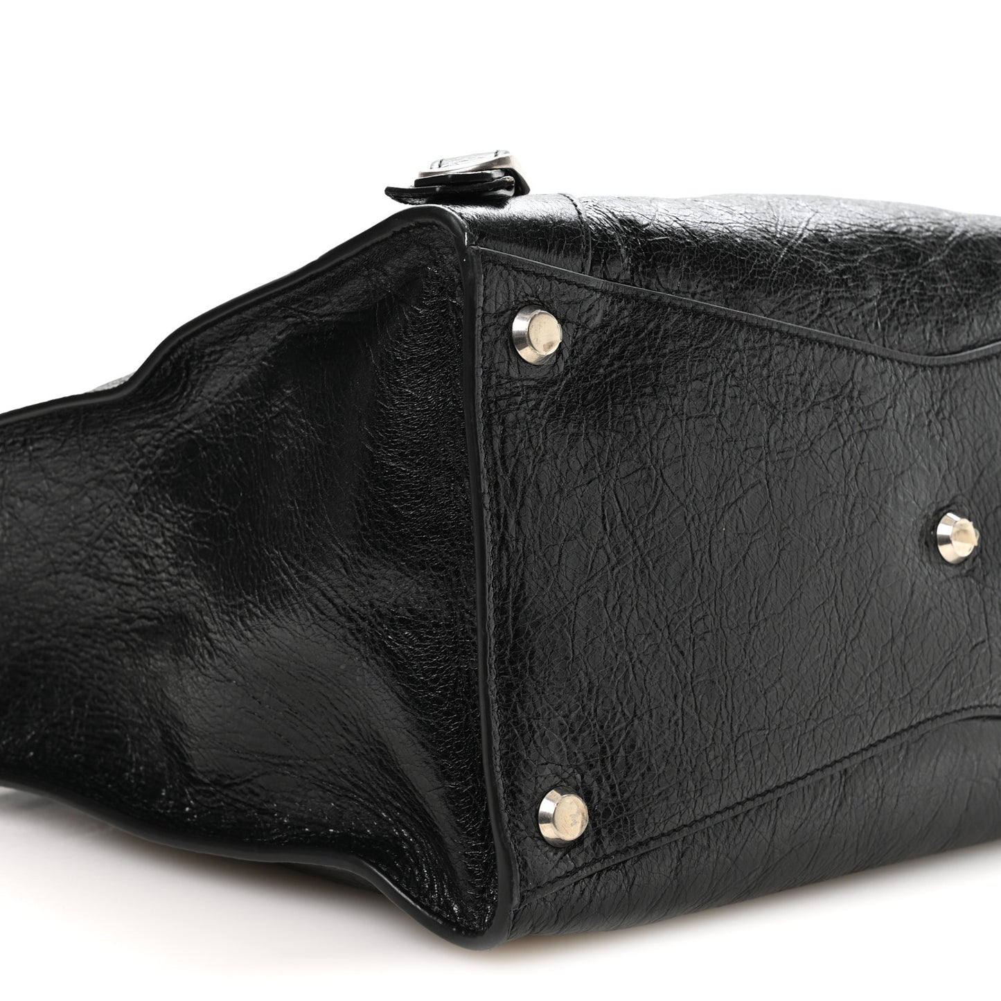 Agneau Arena Neo Classic Silver Hardware Large Upside Down Tote Black