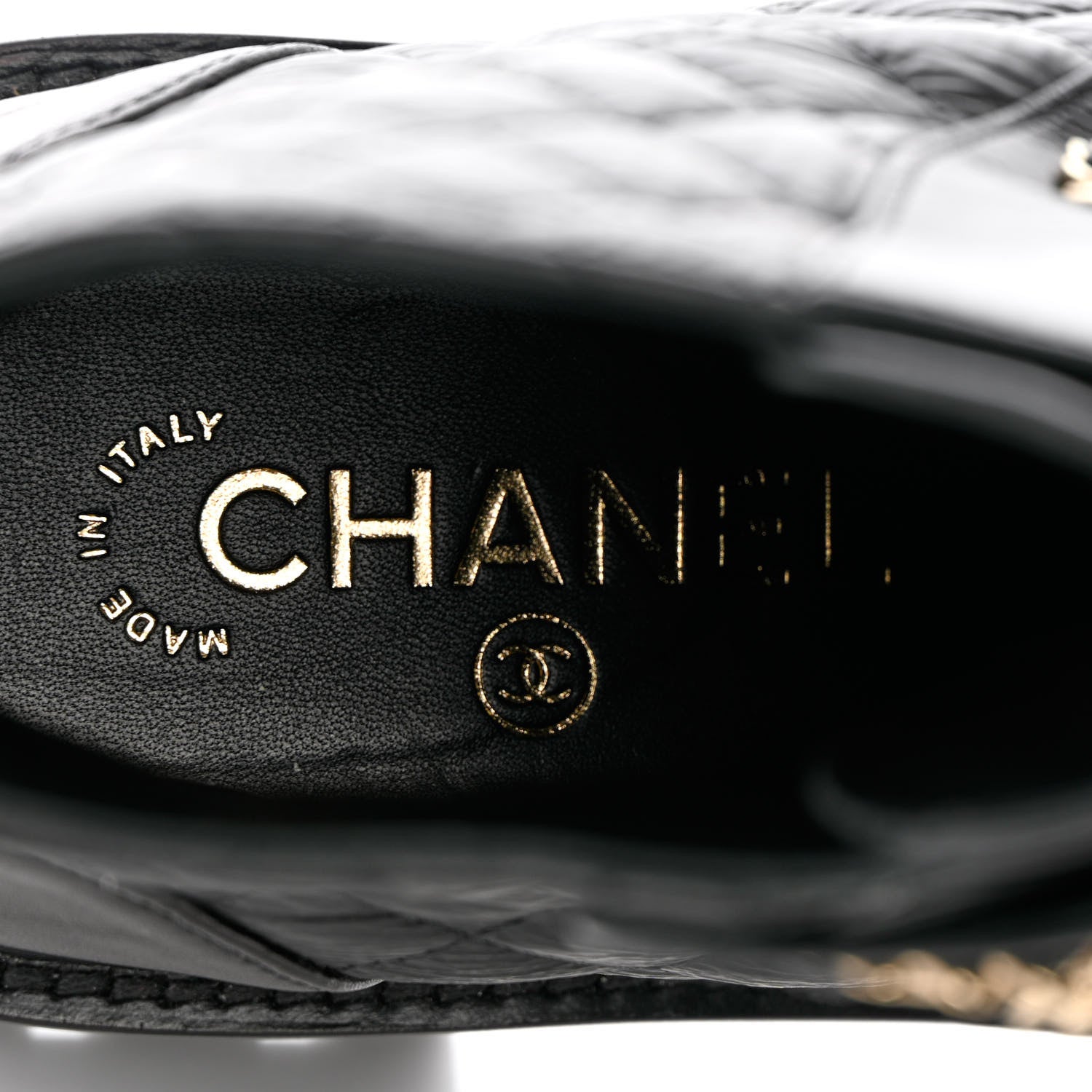 Chanel Shiny Calfskin Quilted Lace Up Combat Boots 37 Black 7 of 13