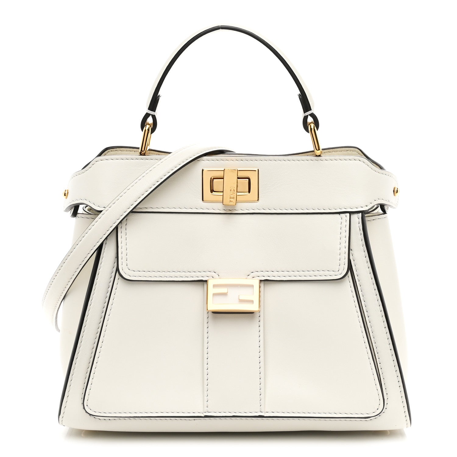 Fendi Nappa Pocket Mini Peekaboo Iconic Satchel White 1 of 10