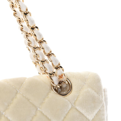 Chanel Velvet Pearl Quilted Medium Single Flap White 10 of 14