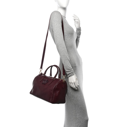 Versace Saffiano Calfskin Palazzo Bowler Burgundy 2 of 17