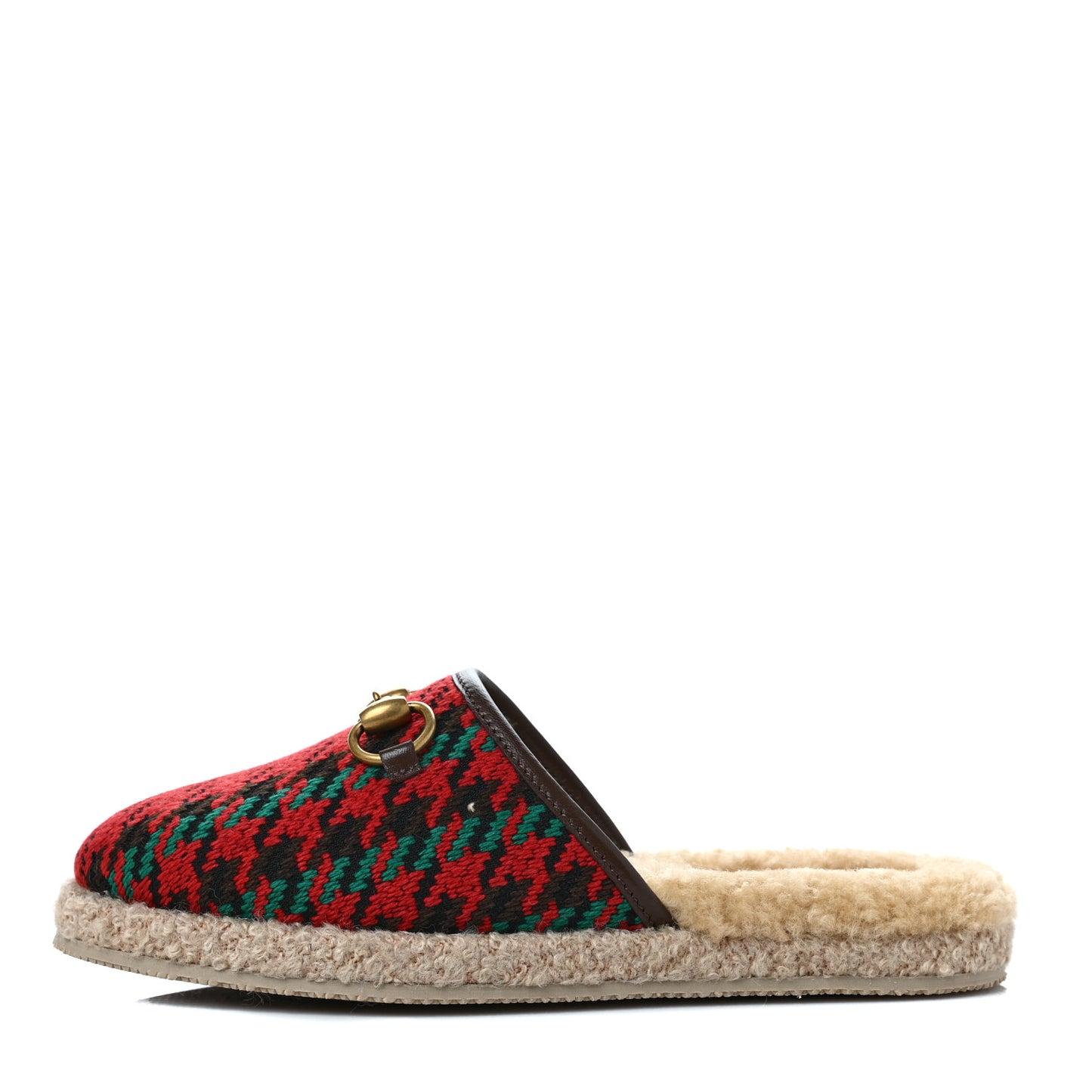 Tweed Wool Houndstooth Womens Fria Slippers 36 Red Green New Acero Butterscotch