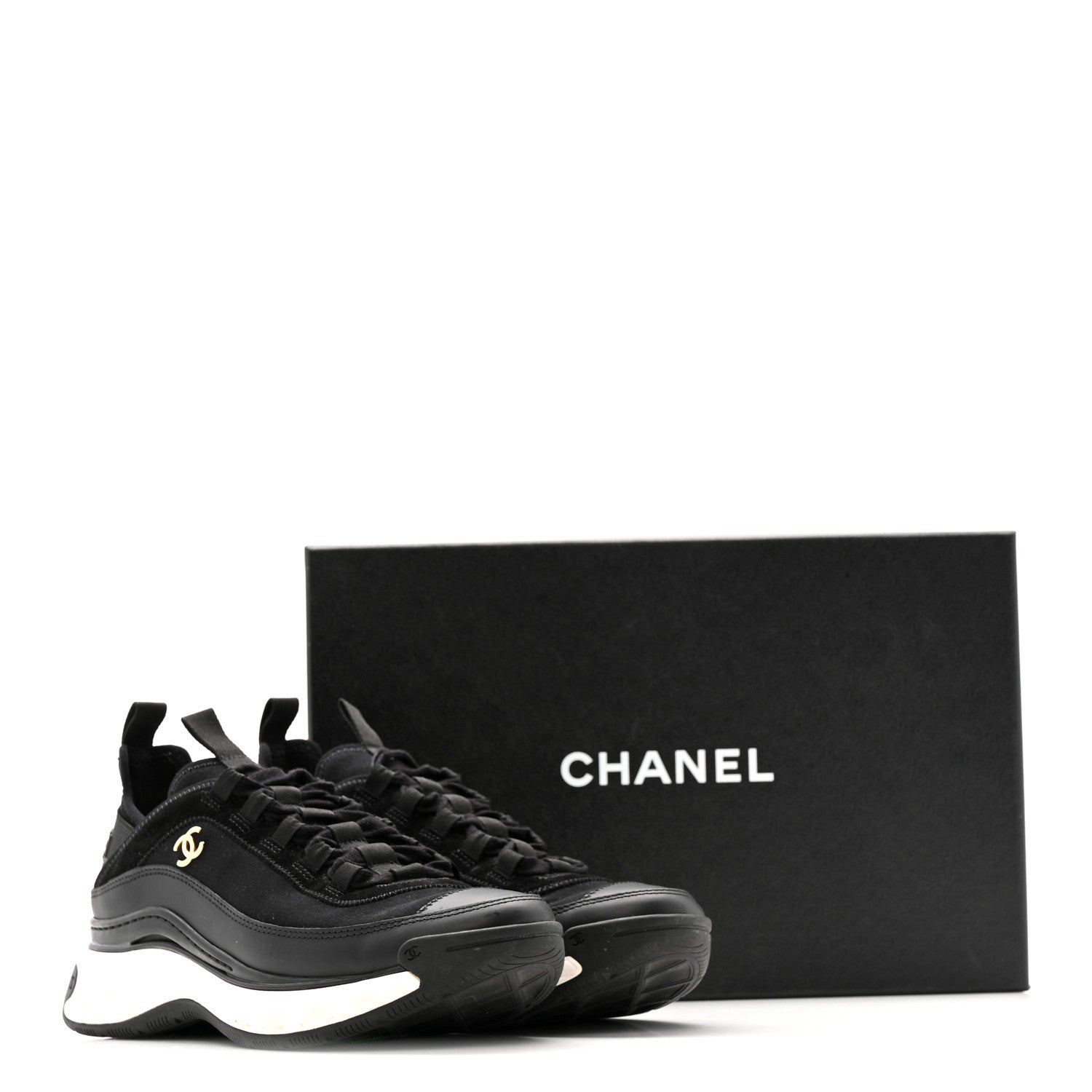 Chanel Velvet Calfskin Mixed Fibers CC Sneakers 38 Black 12 of 12