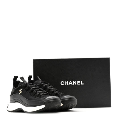Chanel Velvet Calfskin Mixed Fibers CC Sneakers 38 Black 12 of 12