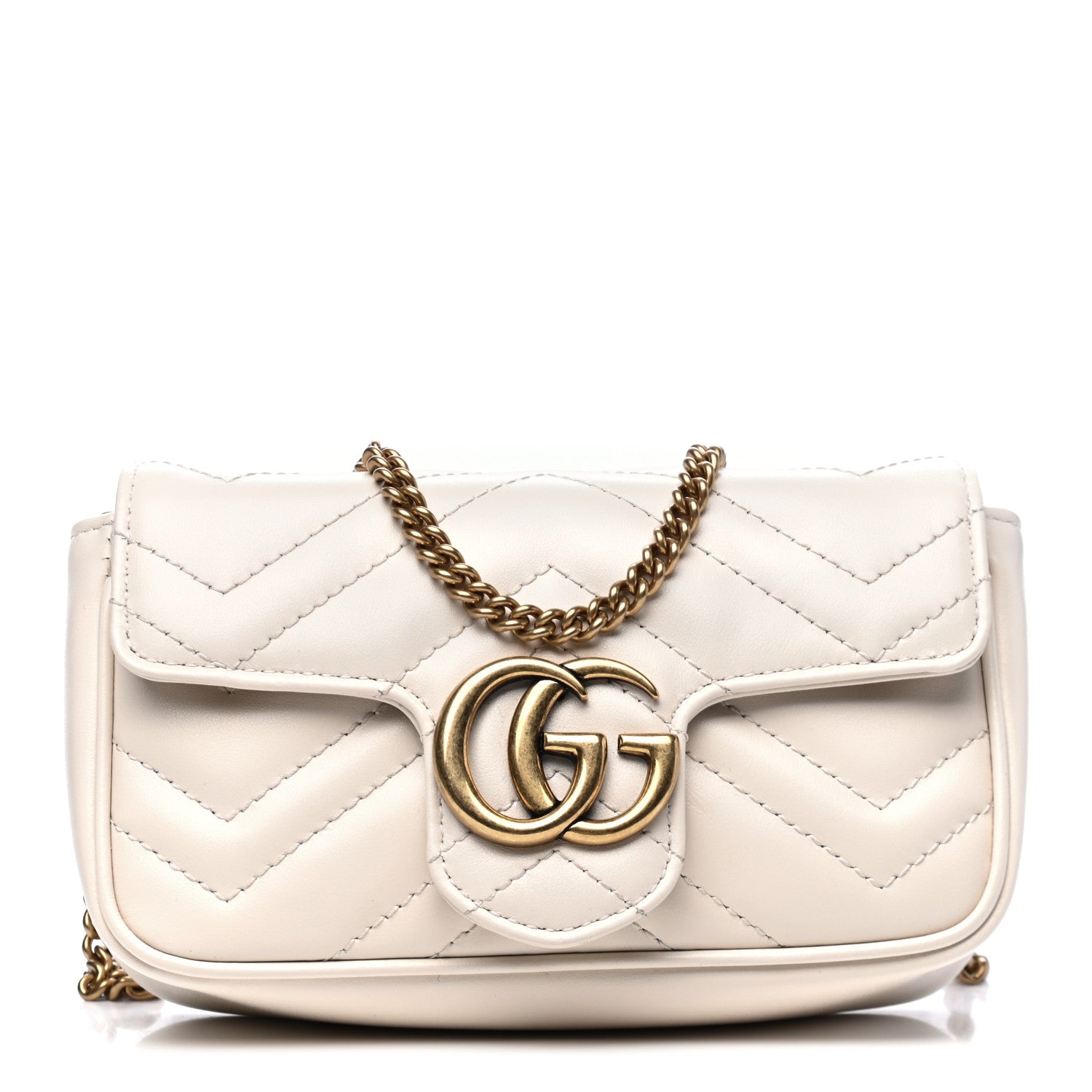 Gucci Calfskin Matelasse Super Mini GG Marmont Shoulder Bag White 1 of 6