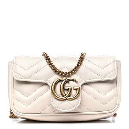 Gucci Calfskin Matelasse Super Mini GG Marmont Shoulder Bag White 1 of 6