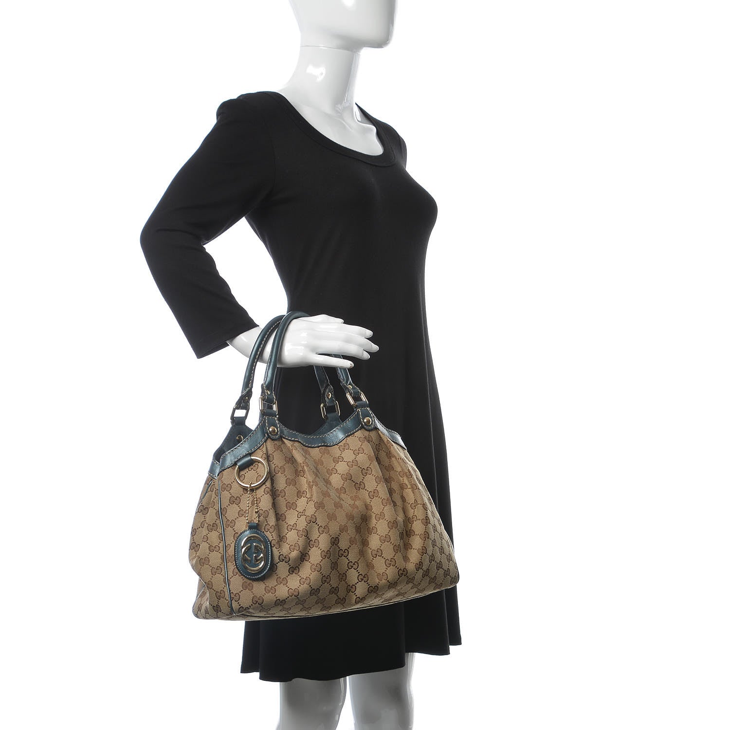 Gucci Monogram Lurex Medium Sukey Tote Metallic Blue 2 of 7