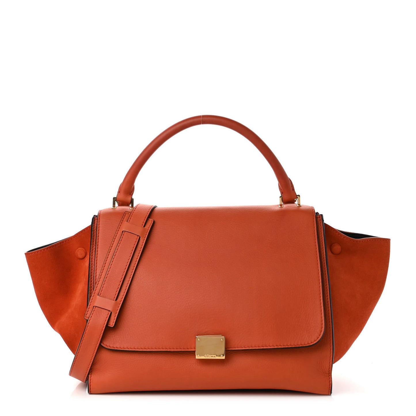 Calfskin Suede Medium Trapeze Orange