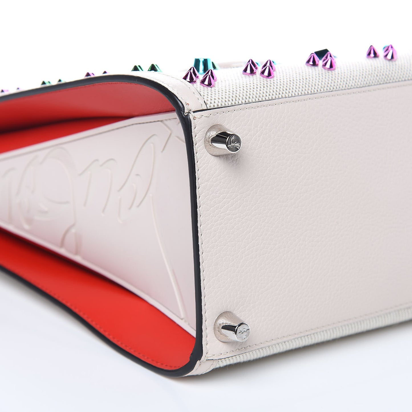 Canvas Spikes Loubinthesky Medium Paloma Ivory