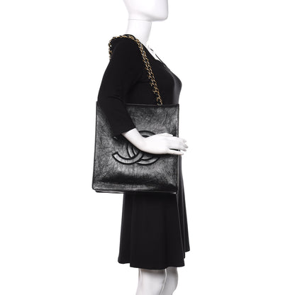 Chanel Shiny Aged Calfskin North South Shopping Bag Black 2 of 11