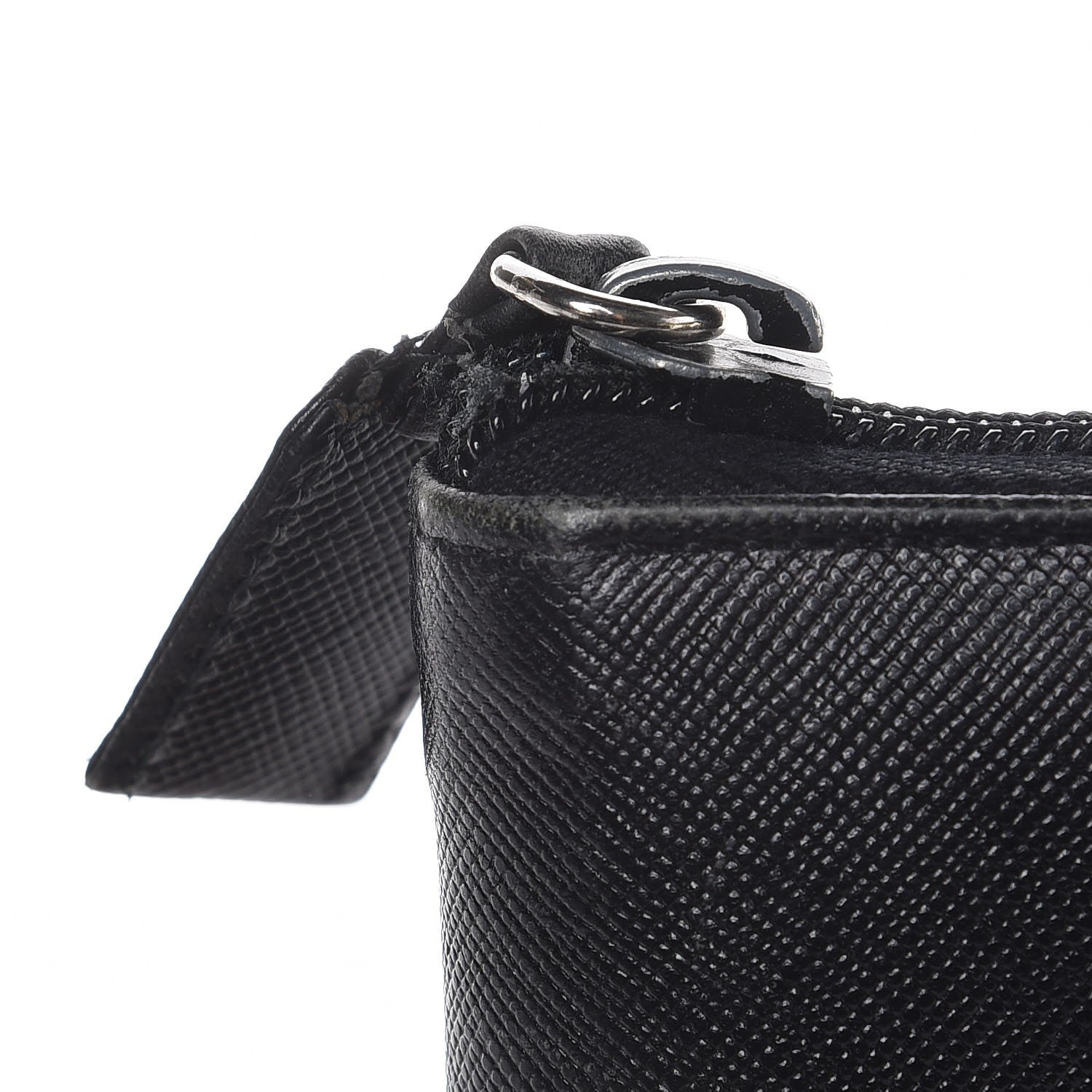Prada Saffiano Zip Around Wallet Black 9 of 19