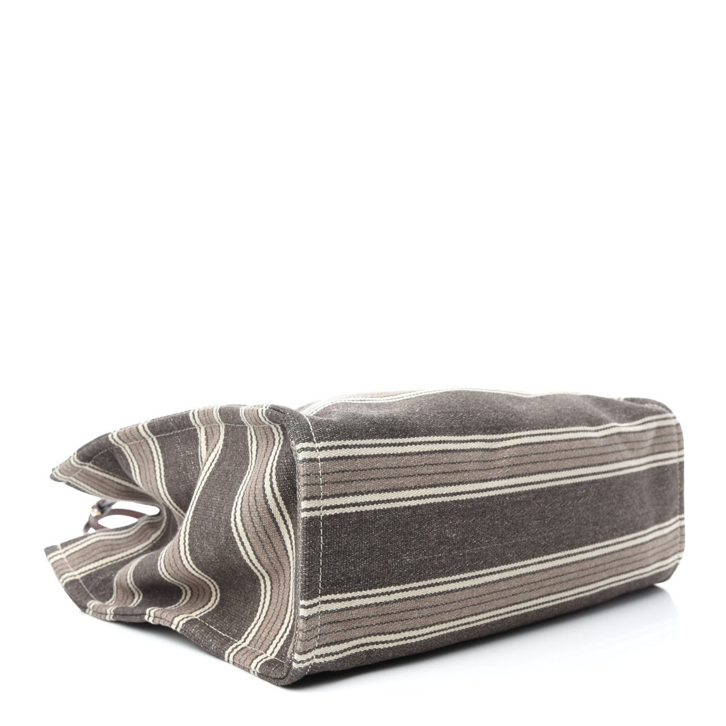 Canvas Calfskin Jacquard Vertical Cabas Grey Brown