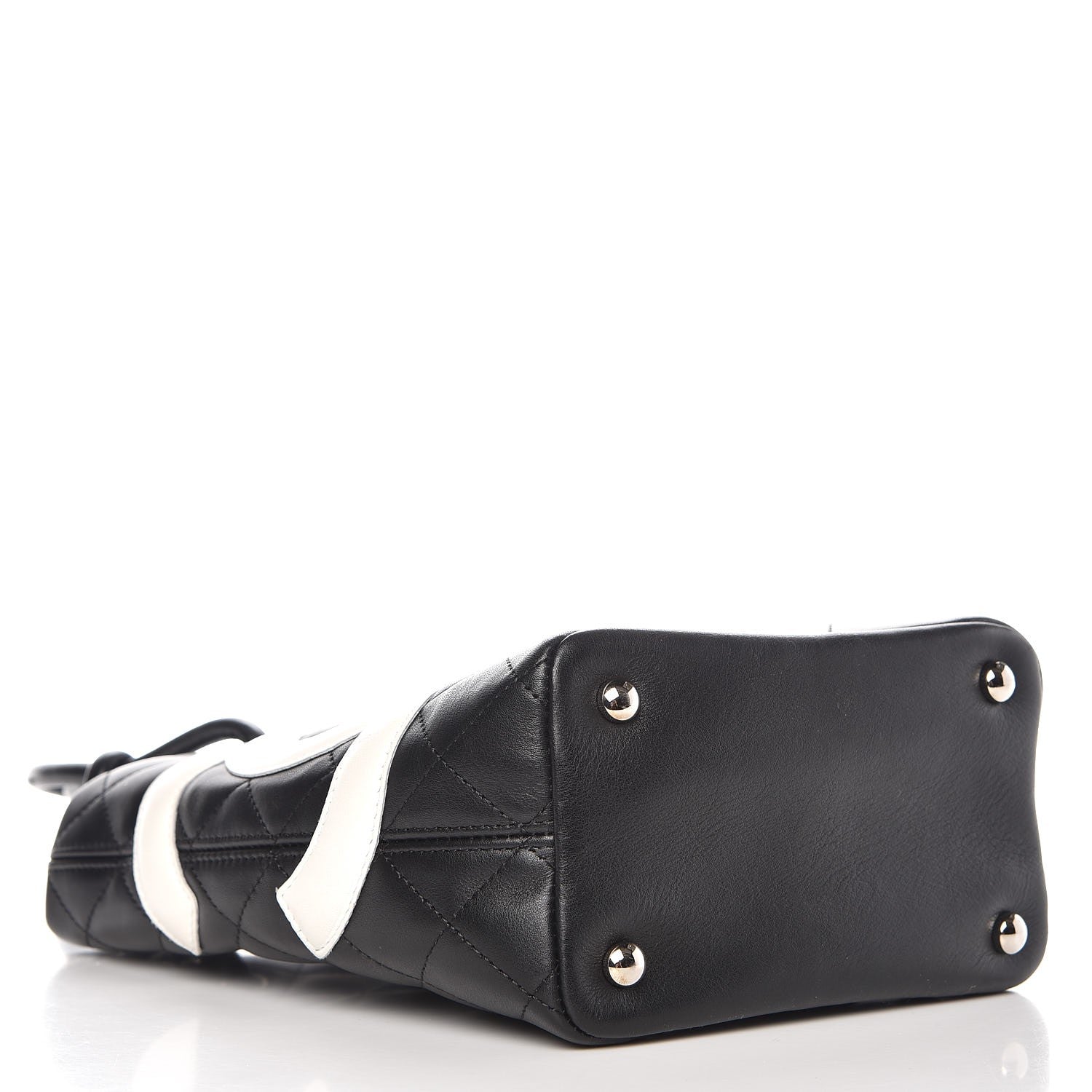 Chanel Calfskin Quilted Small Cambon Tote Black White 4 of 8