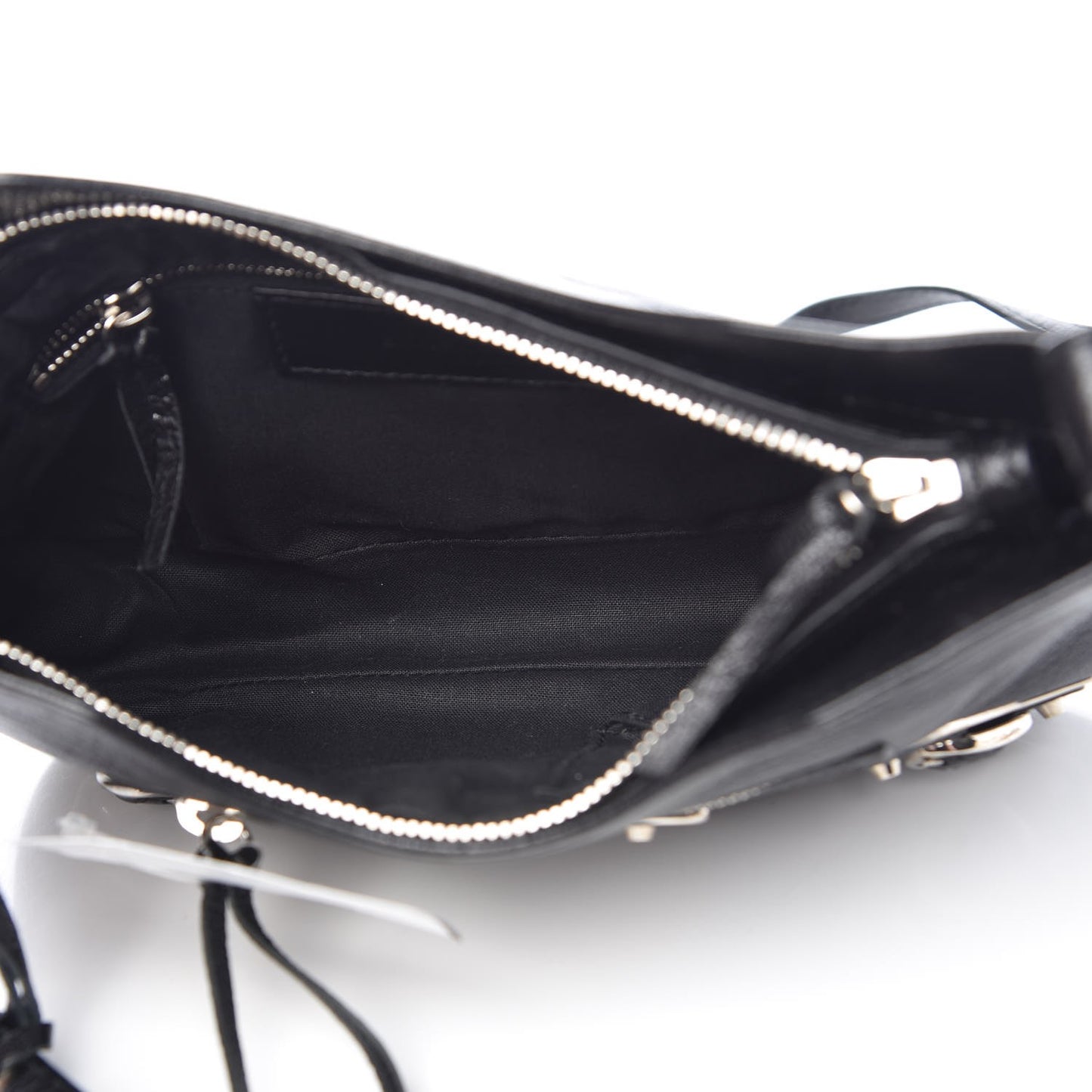Chevre Silver Metallic Edge Hardware Hip Black