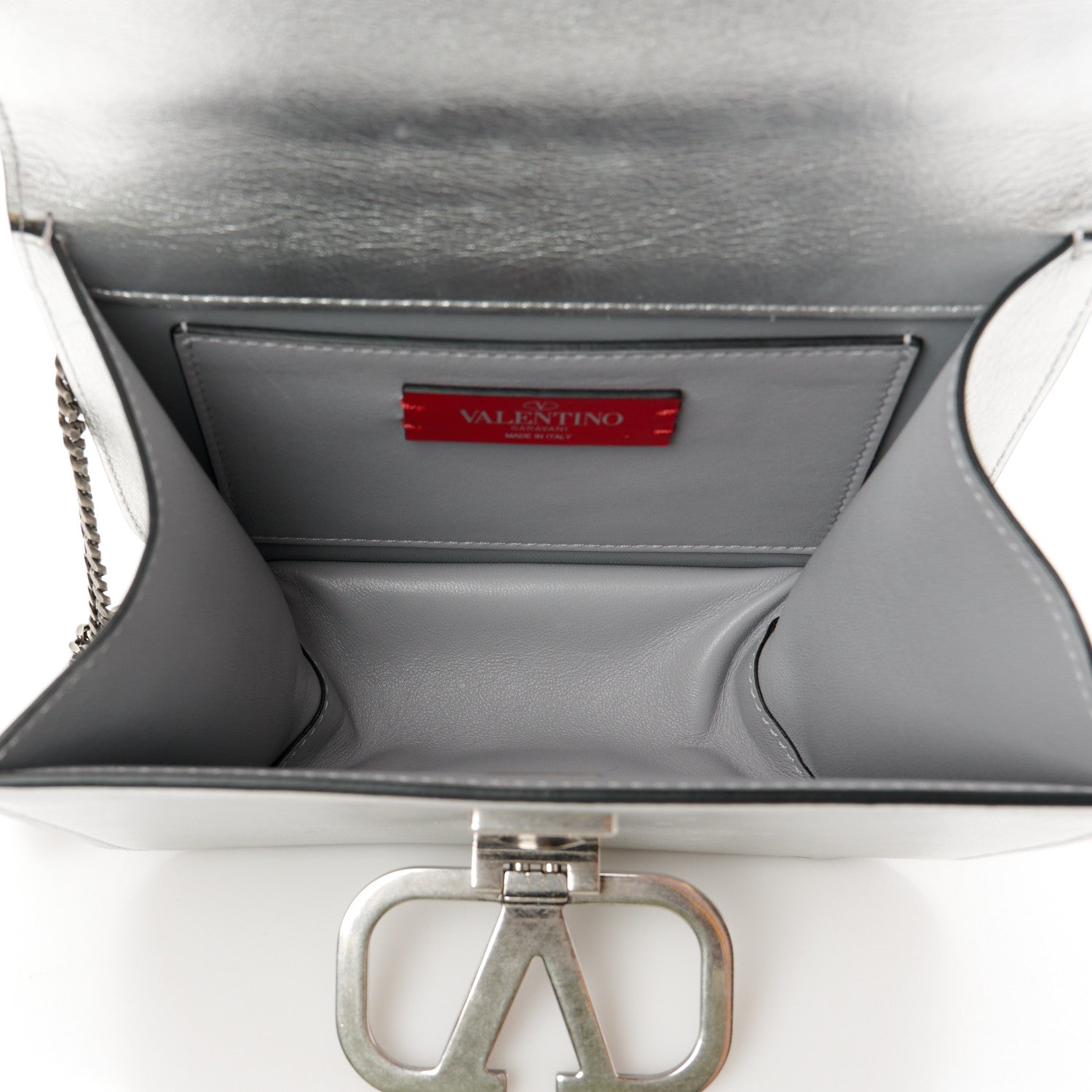 Valentino Garavani Metallic Calfskin Small VSling Shoulder Bag Silver 5 of 10