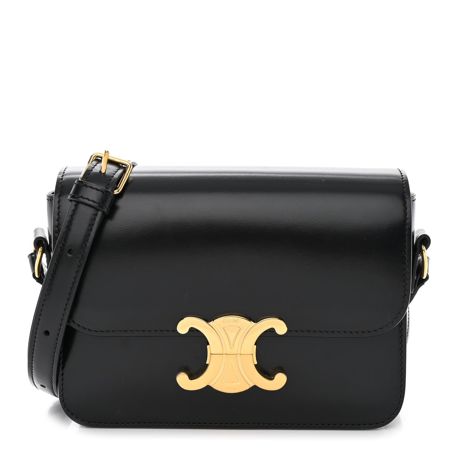 Celine Shiny Calfskin Teen Triomphe Black 1 of 12