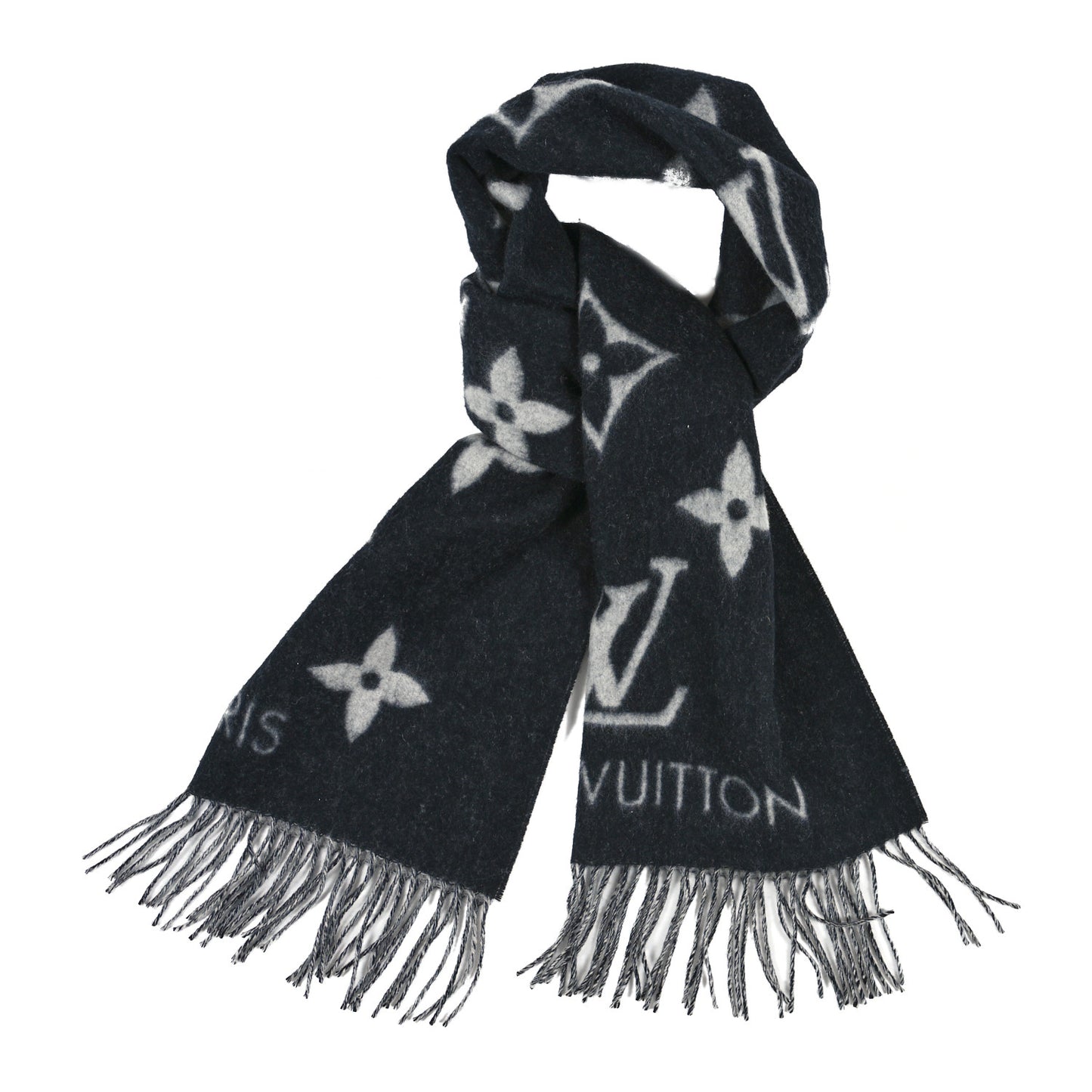 Cashmere Monogram Reykjavik Scarf Black