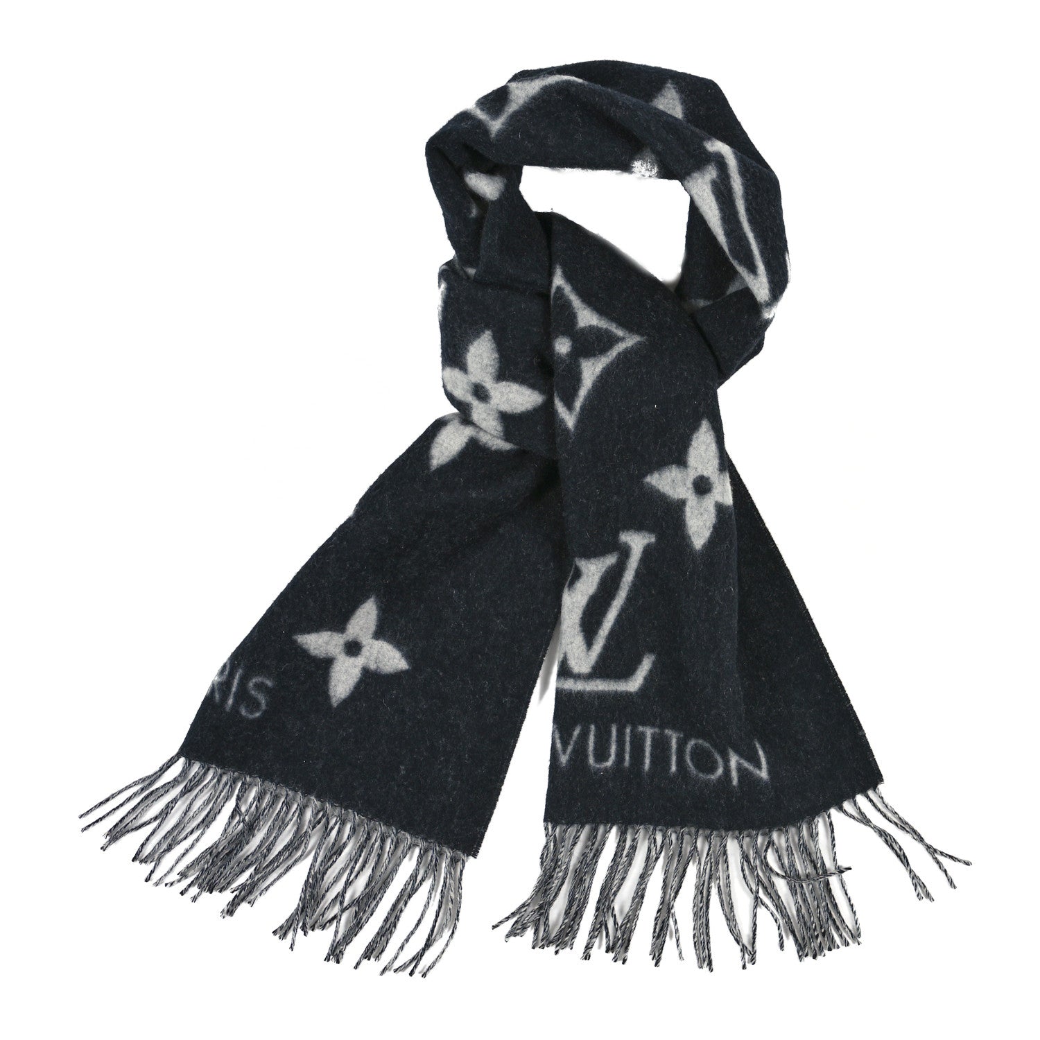 Louis Vuitton Cashmere Monogram Reykjavik Scarf Black 1 of 3